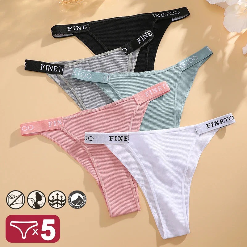 5PCS/Set Cotton Panties Briefs Women Underpants Sexy Thong